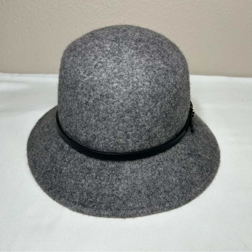 Nine‎ West Wool Gray Classic Vintage Inspired Cloche Bucket Hat One Size